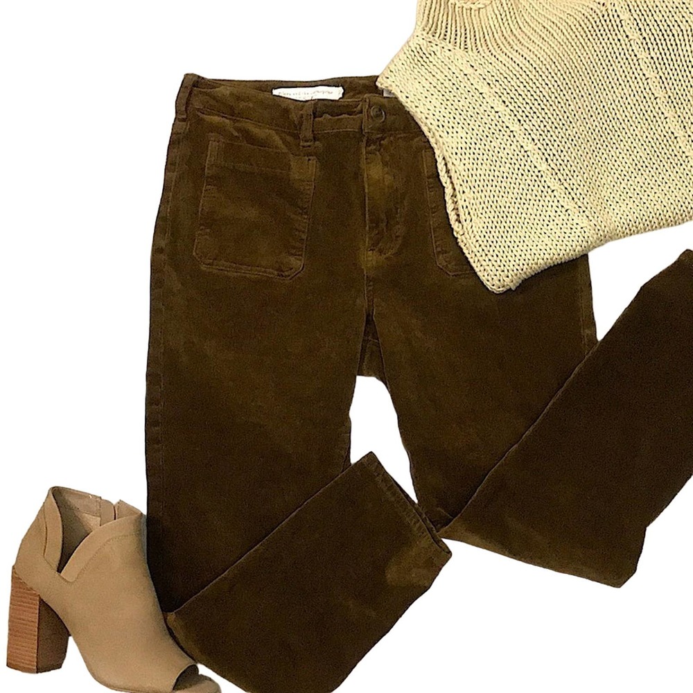 Anthropologie Pilcro Cocoa Brown High Rise Skinny Ankle Stretch Corduroy size 31
